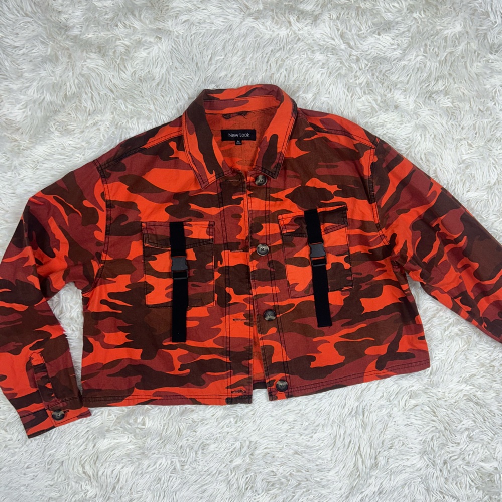 Orange Camouflage Cropped Jacket
